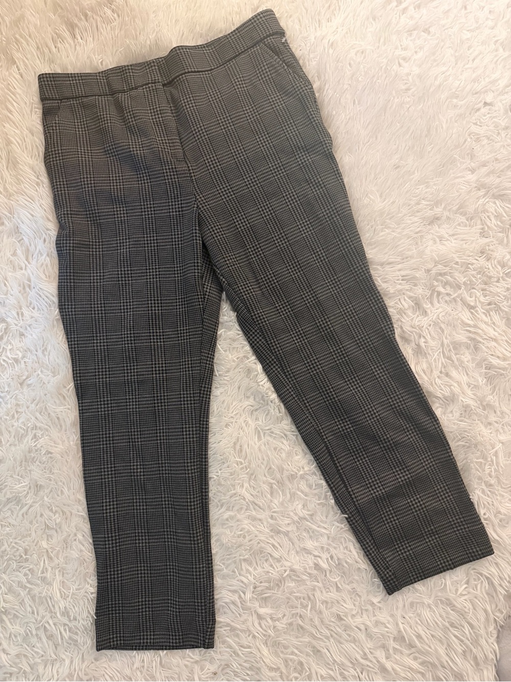 Banana Republic Size 12 Plaid Houndstooth Ankle Pants Elastic Waist